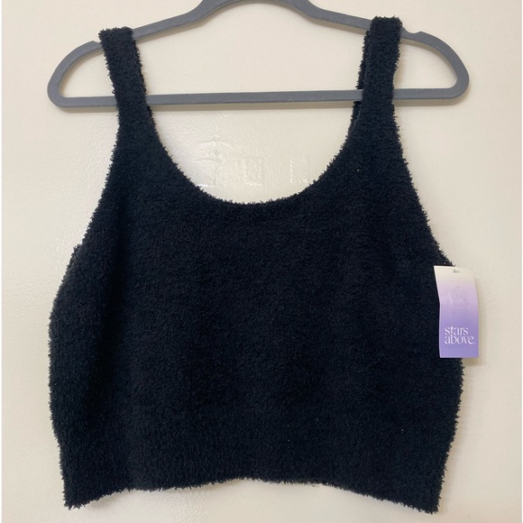 stars above Tops - STARS ABOVE Black sherpa lounge shirt